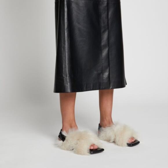 NIB Proenza Schouler Square Shearling Cream Lamb Fur Sandals Women’ 36 Shoes - Picture 10 of 11